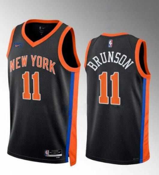 Mens New York Knicks #11 Jalen Brunson Black Stitched Basketball Jersey Dzhi->new york knicks->NBA Jersey